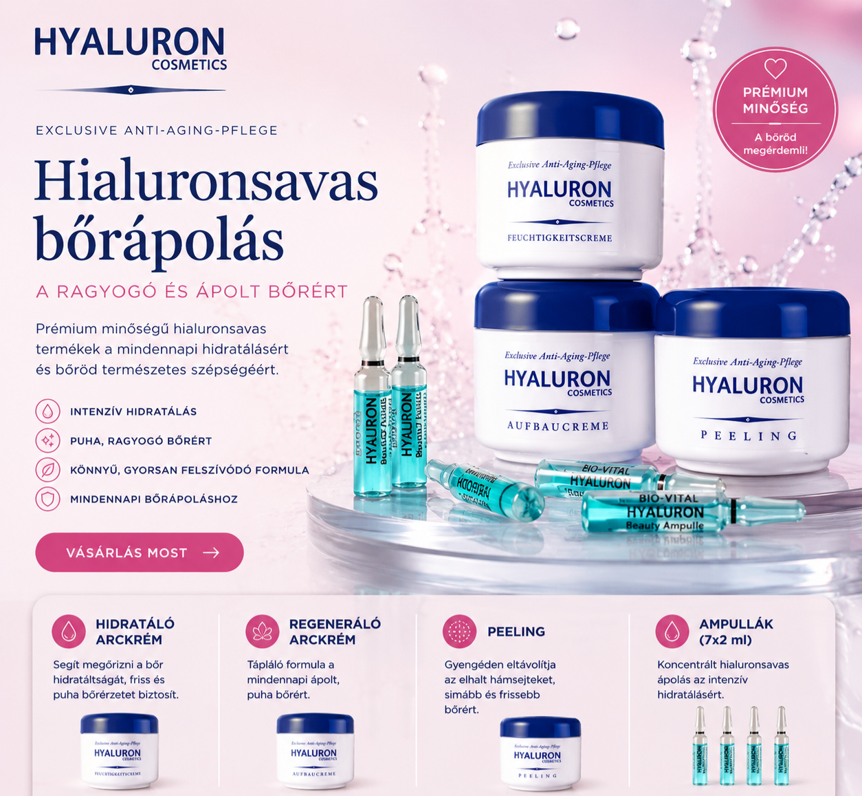 HYALURON COSMETICS – Hialuronsavas Hidratáló Arckrém  szett